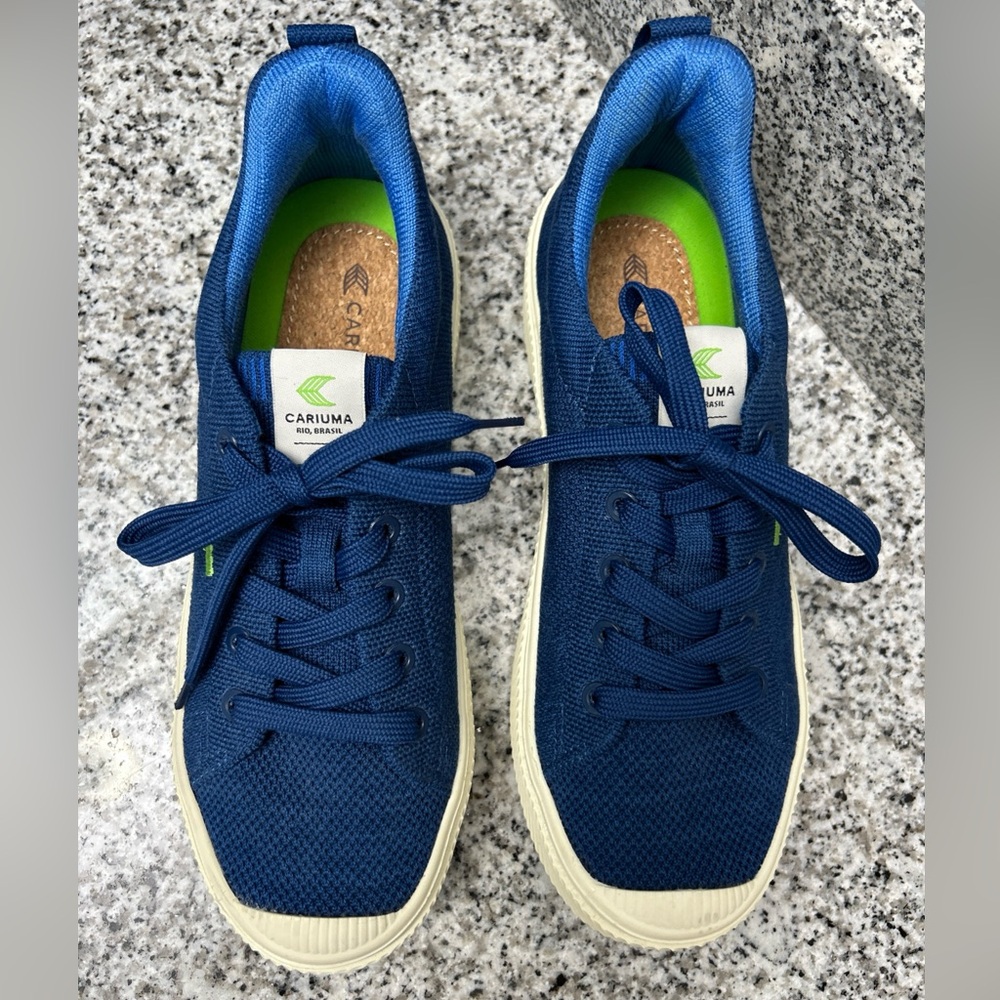 Cariuma Blue Canvas Unisex Lace Up Casual Sneaker Shoes Womens 7 Mens 5.5 Brazil